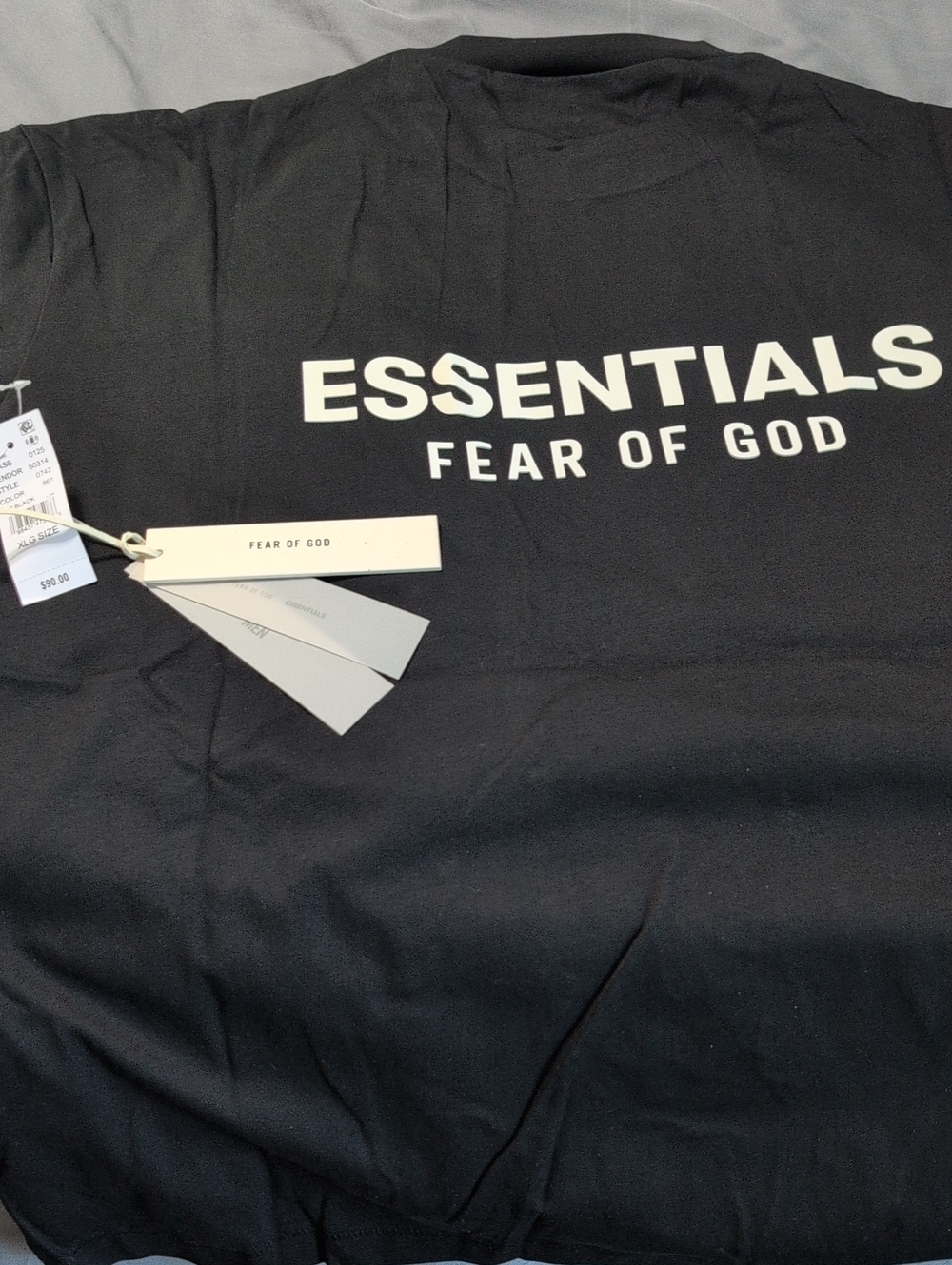 Fear of God Black Tee with Off-White ESSENTIALS Logo